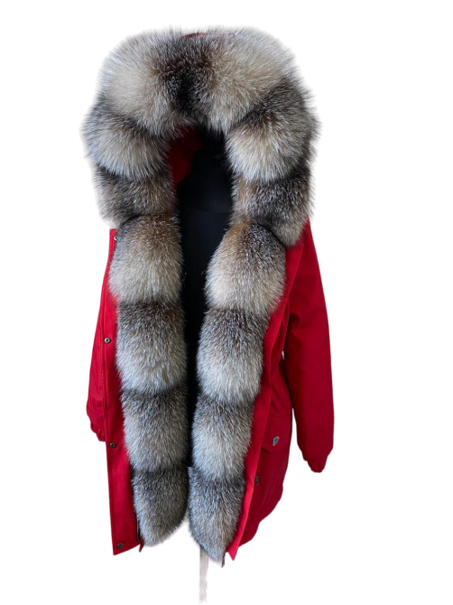 Парка женская с мехом блюфрост Красный р 58 95см Харьков - изображение 2