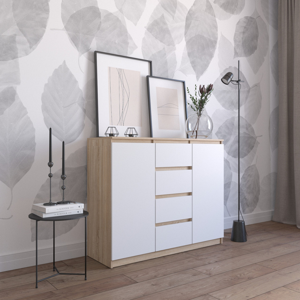 Комод VAYS R-11, 4 шухляди та 2 відділення з полицями, без ручок, ЛДСП, 120×40×98 см - для спальні, вітальні, передпокою Львів - фото 4