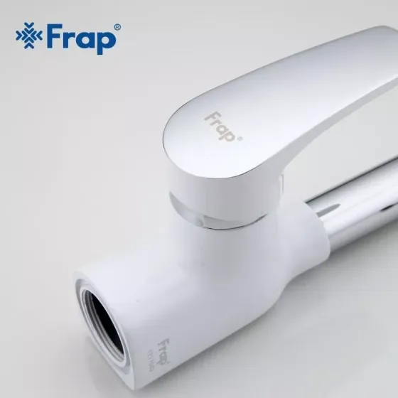 Змішувач для кухні Frap F4453-03 з гнучким виливом, білий/хром Київ