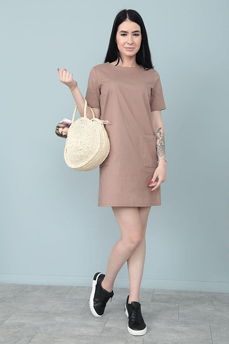 Літня сукня з кишенями "Tiffany" оптом Капучіно, 42-44 Київ - фото 5