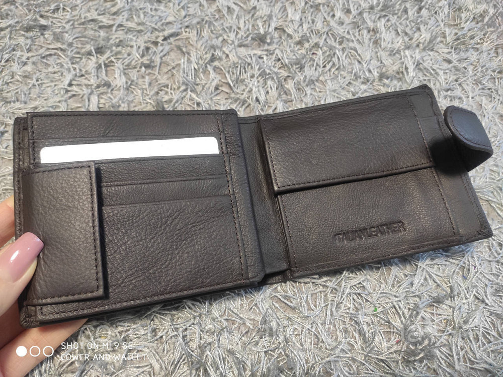 Мужское портмоне из высококачественной кожи коричневого цвета на кнопке Boston Киев - изображение 4