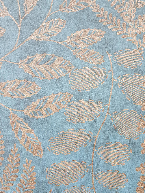 Шпалери вінілові на флізеліні AS creation The Bos 0.53х10 листя гілки золотисті на бірюзовому Київ - фото 4