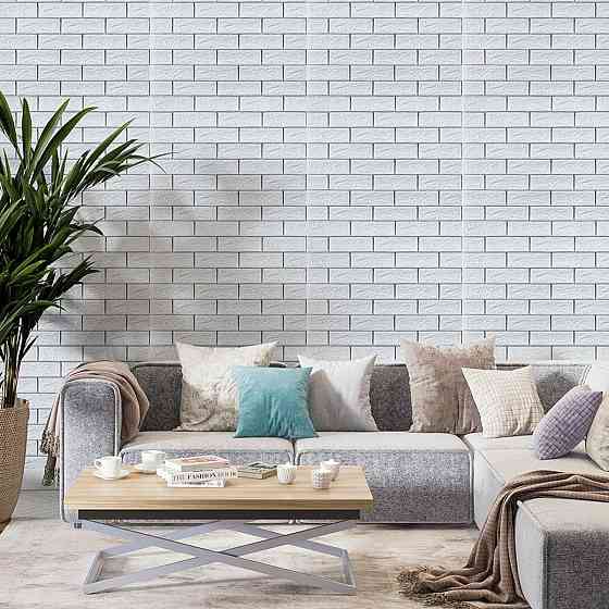 Самоклеюча 3D панель 700х770х5мм Біла цегла смужка срібло (100-5) SW-00000753 Дніпро