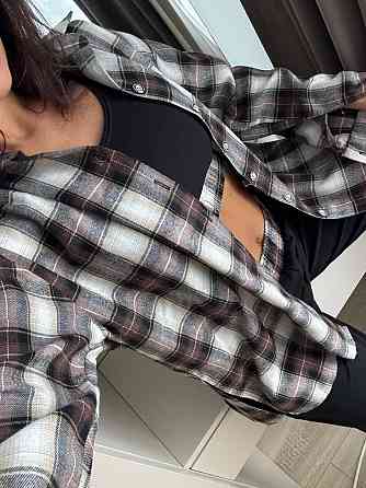 Жіночий прогулянковий костюм-трійка: сорочка в клітинку топ і штани фланель + двонитка Шоколад, 46/48 Одеса