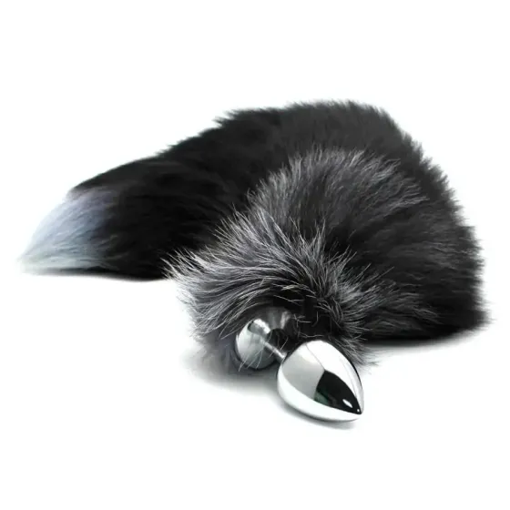 Металева анальна пробка Лисячий хвіст Alive Black And White Fox Tail L, діаметр 3,9 см Львів