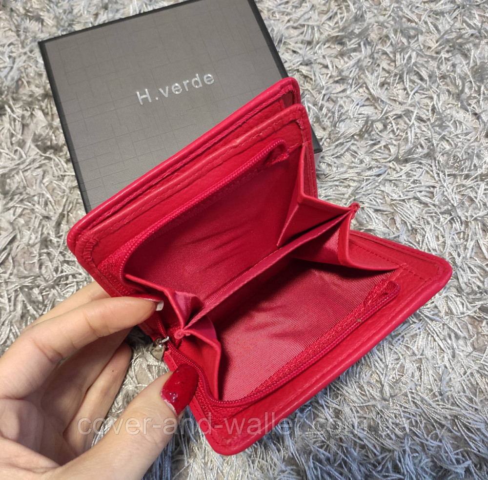 Стильний компактний жіночий гаманець з натуральної шкіри червоного кольору Helen Verde Київ - фото 5