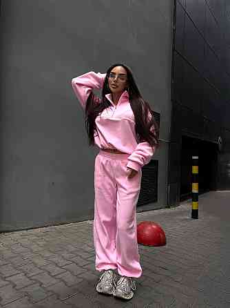 Женский удобный теплый костюм из флиса двусторонний Розовый, 46/48 Одесса