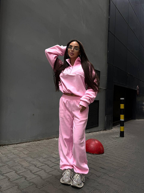 Женский удобный теплый костюм из флиса двусторонний Розовый, 46/48 Одесса - изображение 4