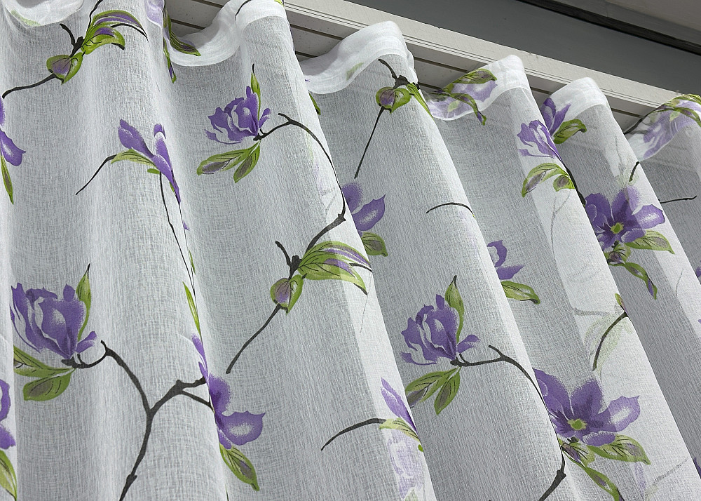 Тюль VR-Textil 1907т Flora Батист Білий з фіолетовим та салатовим 300х270 см (40-243) Київ - фото 14