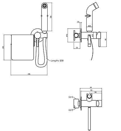 Змішувач для гігієнічного душу Zerix FTR-333-B з лійкою та паперотримачем (ZX5840) Київ