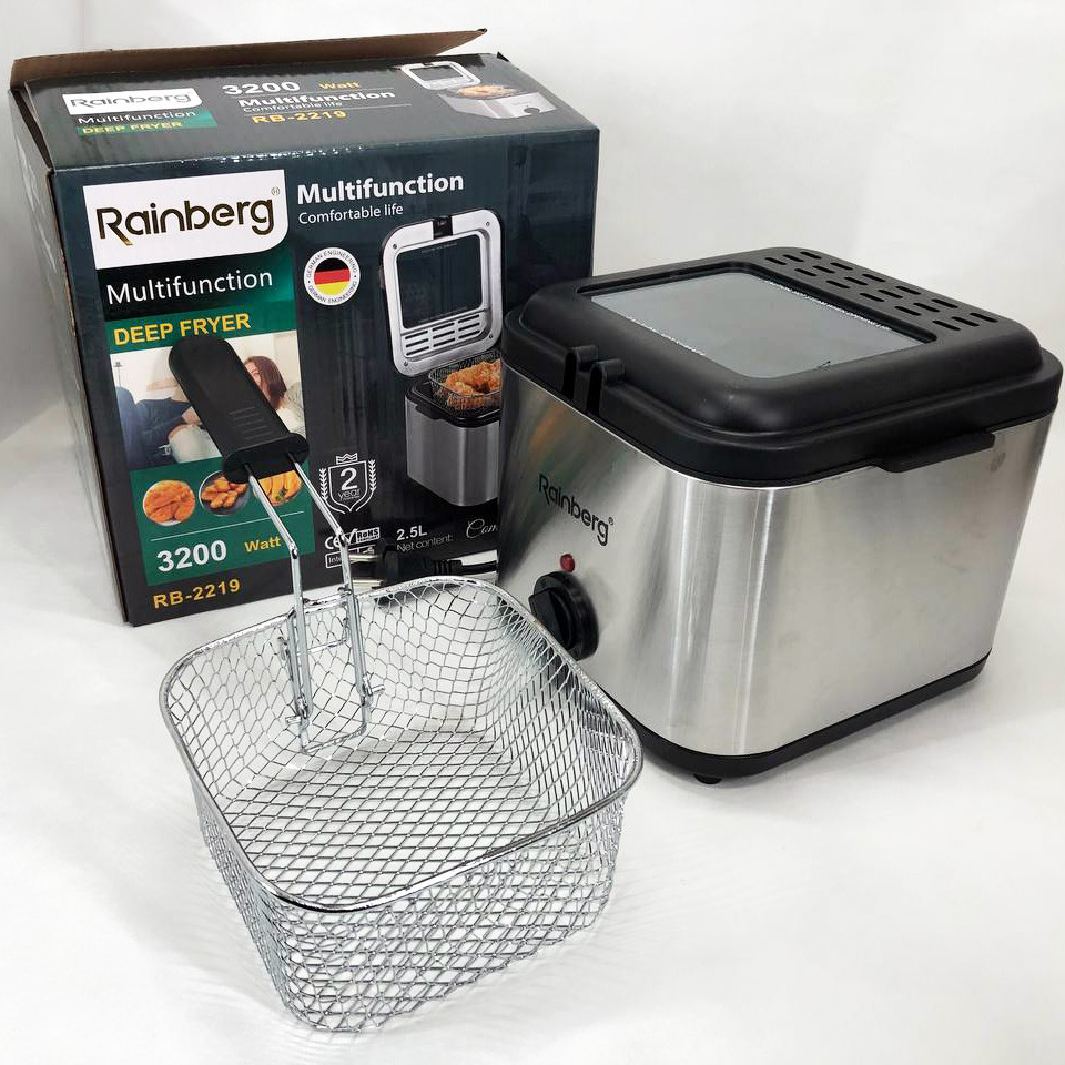 Фритюрница для дома Rainberg RB-2219 с терморегулятором и съемной чашей электрофритюрница мини фритюрница ZV-48 Львов - изображение 12