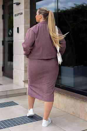 Женский стильный костюм двойка: жакет и юбка микровельвет Фрез, 56 Одесса