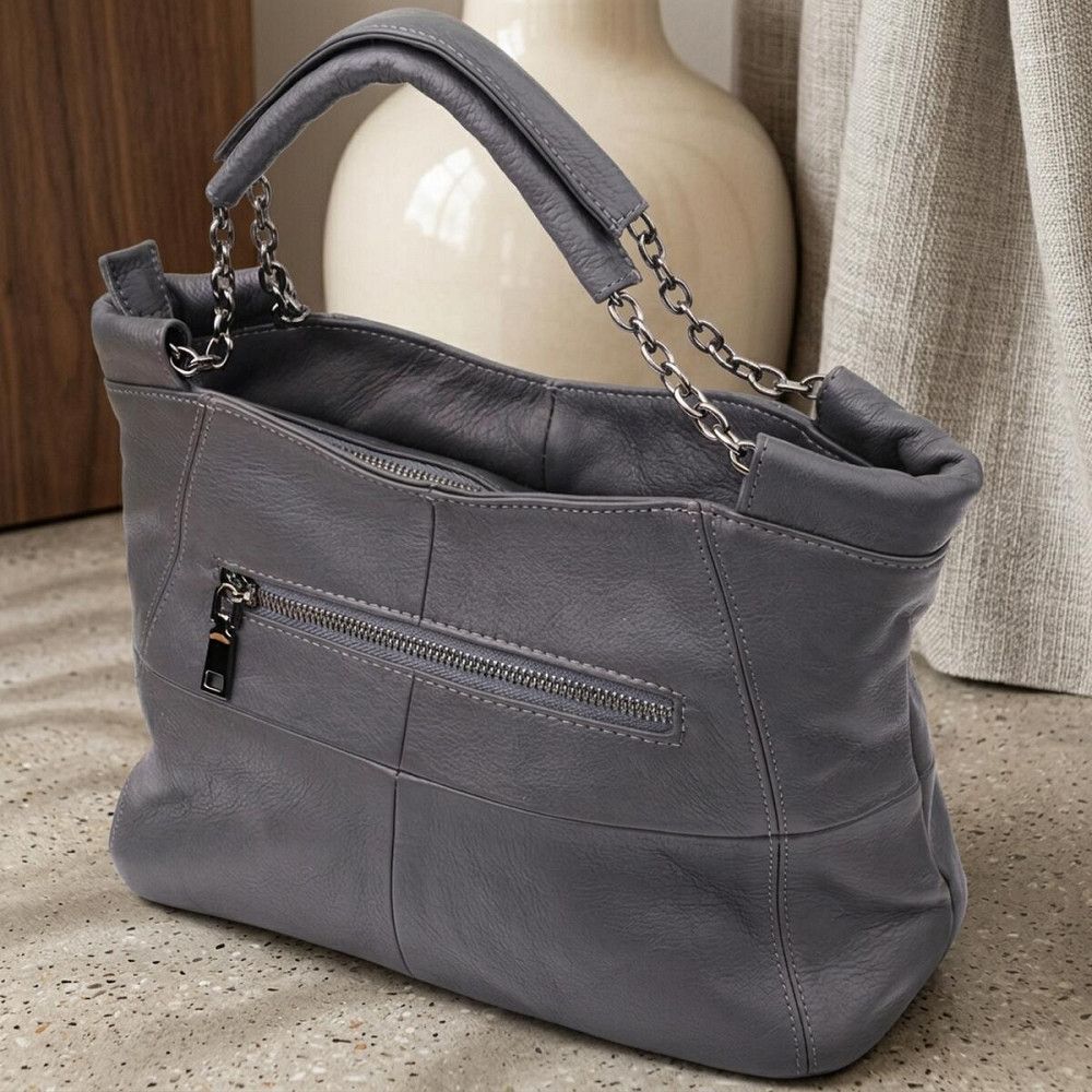 Повсякденна сумка для жінок з натуральної шкіри Vintage 22989 Сірий Київ - фото 14