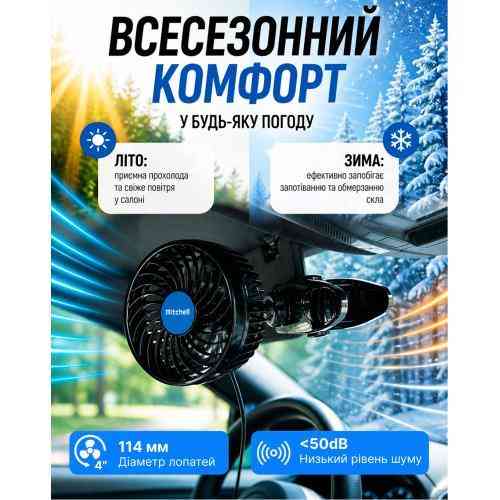 Вентилятор HX-T701E 4,5 дюйма 12V 4W з кліпсою та плавним регулюванням швидкості Харків