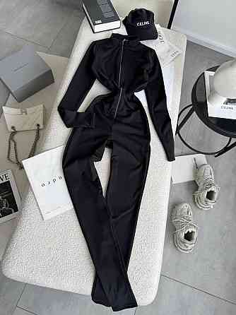 Жіночий утеплений облягаючий комбінезон на блискавці в чорному кольорі мікродайвінг на флісі Одеса