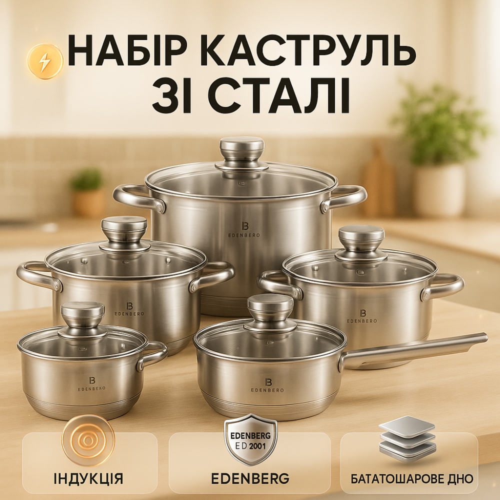Хорошая антипригарная посуда для кухни на, Кастрюли с прозрачными крышками, Набор посуды для любых плит LM-78 Львов - изображение 15