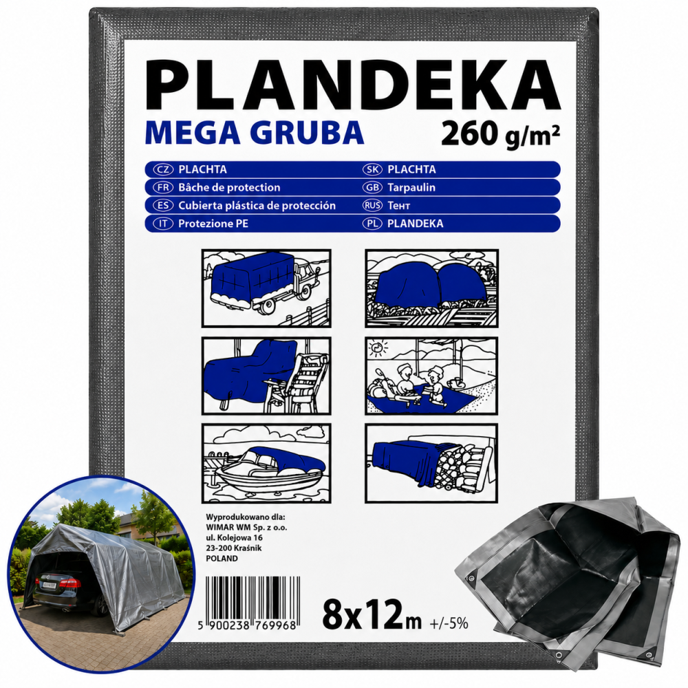 Тент 260 г/м2 8мх12м тарпауліновий "PLANDEKA" для захисту від вітру та дощу Дніпро - фото 11