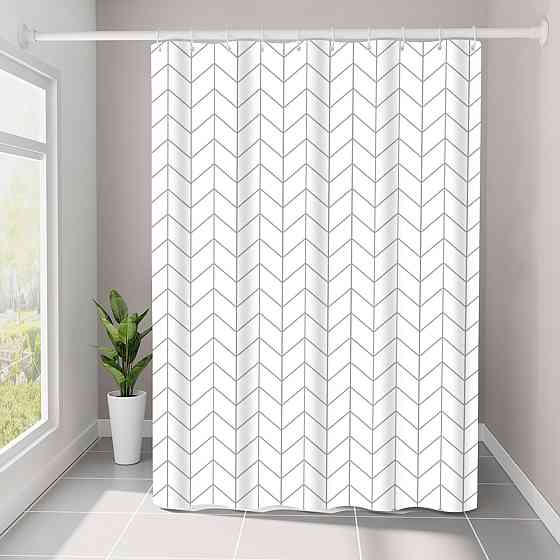 Шторка для ванной комнаты Bathlux 180 x 180 см с водоотталкивающим покрытием, Белая с серыми ромбиками Каменец-Подольский