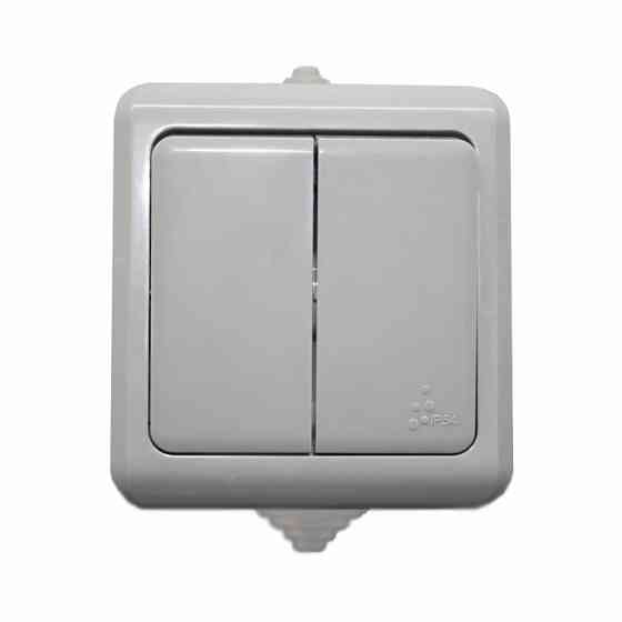 Выключатель двойной, IP54 серый Днепр