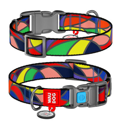 Ошейник для животных WAUDOG Nylon с QR паспортом "Витраж" пластиковый фастекс L (4580) Винница - изображение 1