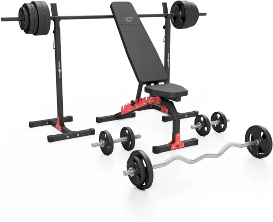 Тренажер Marbo Спорт Zestaw Mh7_140kg_Kier_G Лавка Dwustronna + Stojaki Regulowane Gryfów I Obciążeń Киев