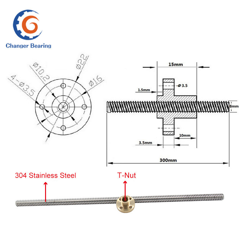 Трапецієподібний винт THSL-400 з гайкою для 3D-принтера Київ - фото 3