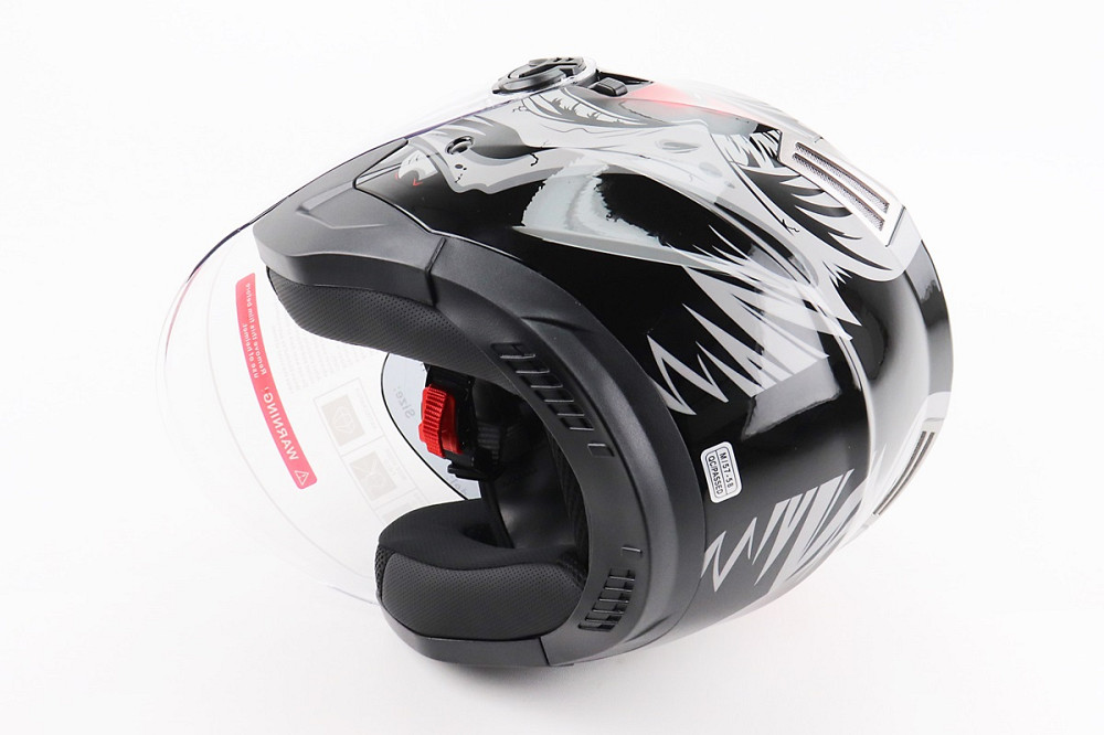 Шолом відкритий+відкидні окуляри BLD-708 М (57-58см), ЧОРНО-ЧЕРВОНИЙ "Raptor" Киев - изображение 2