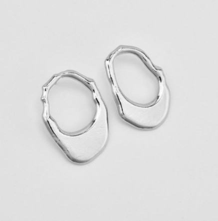 Серьги женские серебристые - размер серьг 2,5*4,2см, цинковый сплав Киев - изображение 2