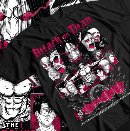 Футболка аниме Атака титанов оверсайз (S/M/L) Черний AnimeJ0626 Днепр