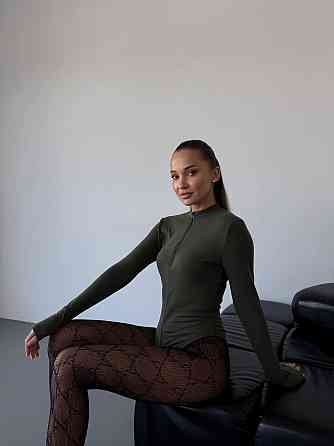 Женский теплый базовый боди на молнии джерси на флисе Хаки, 42/44 Одесса