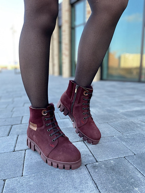 Stepter Черевики жіночі STEPTER 6747 бордові (зима, нубук-дубленка натуральна) (2219) 38 Коломия - фото 1