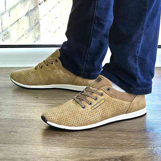 Мужские Мокасины Летние Бежевые Кроссовки Сеточка Коричневые Светлые (размеры: 40,41,42,43,44,45) - 207-4 Днепр