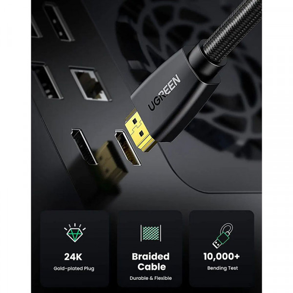 Кабель HDMI M - M, 5.0 м, V1.4 With Braid 4K@30Hz, HD118 UGREEN Чорний (40412) Київ - фото 7