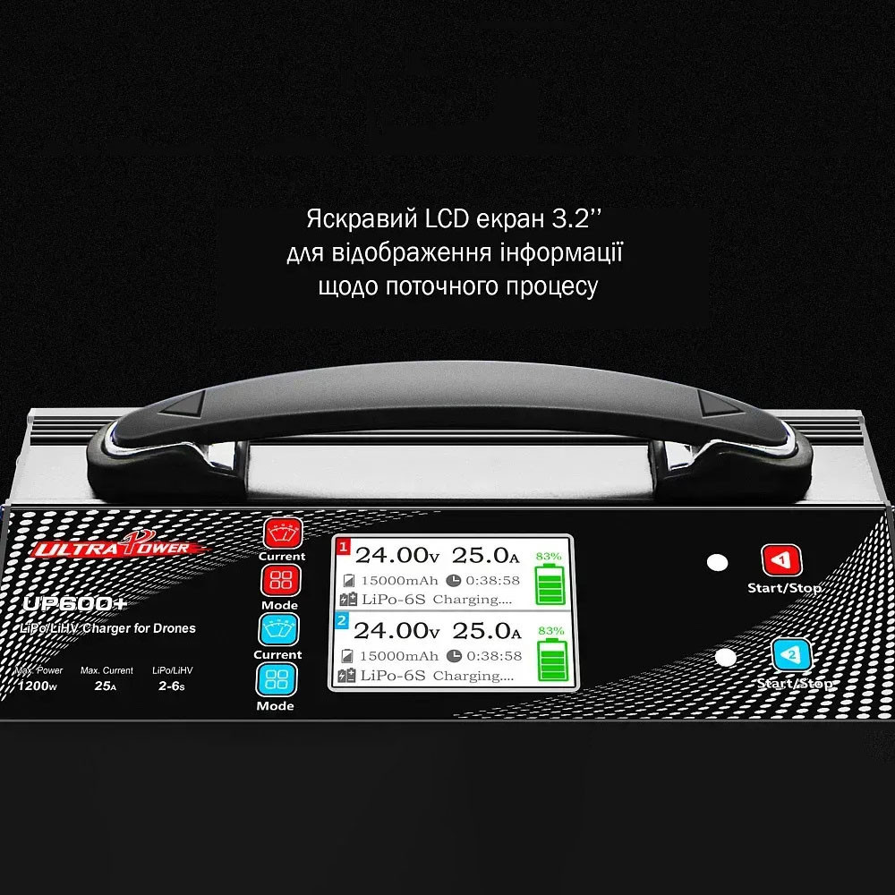 Зарядное устройство 2-канальное 24В 25А 2-6S LiPo/LiHV 1200Вт 220В (UP600+) ULTRA POWER  PROTESTER UP600PLUS Чернигов - изображение 3