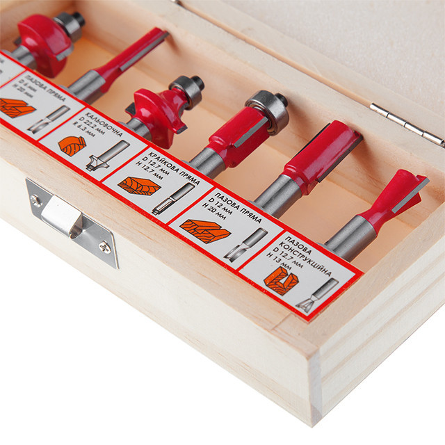 Набір фрез кінцевих по деревині, 6 шт. INTERTOOL HT-0072 Киев - изображение 4