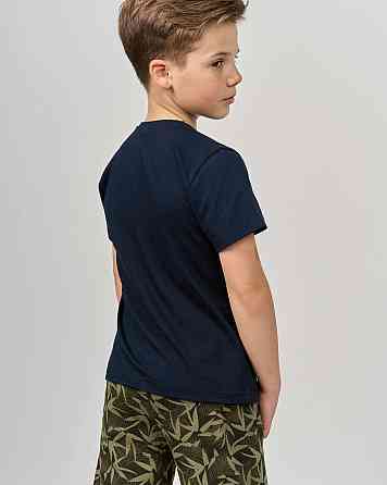 Комплект з капрі підлітковий Nicoletta — листя на шортах — Family look тато/син 89906 8-9, Синій Київ