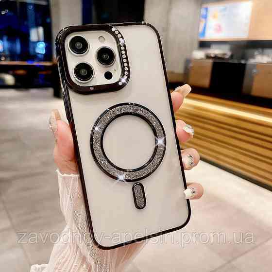 Iphone 15 Pro Чехол магнит Стразы Diamond (черный) Одесса