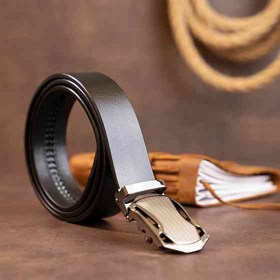 Ремінь чоловічий з пряжкою автомат Чорний (Vintage) Київ