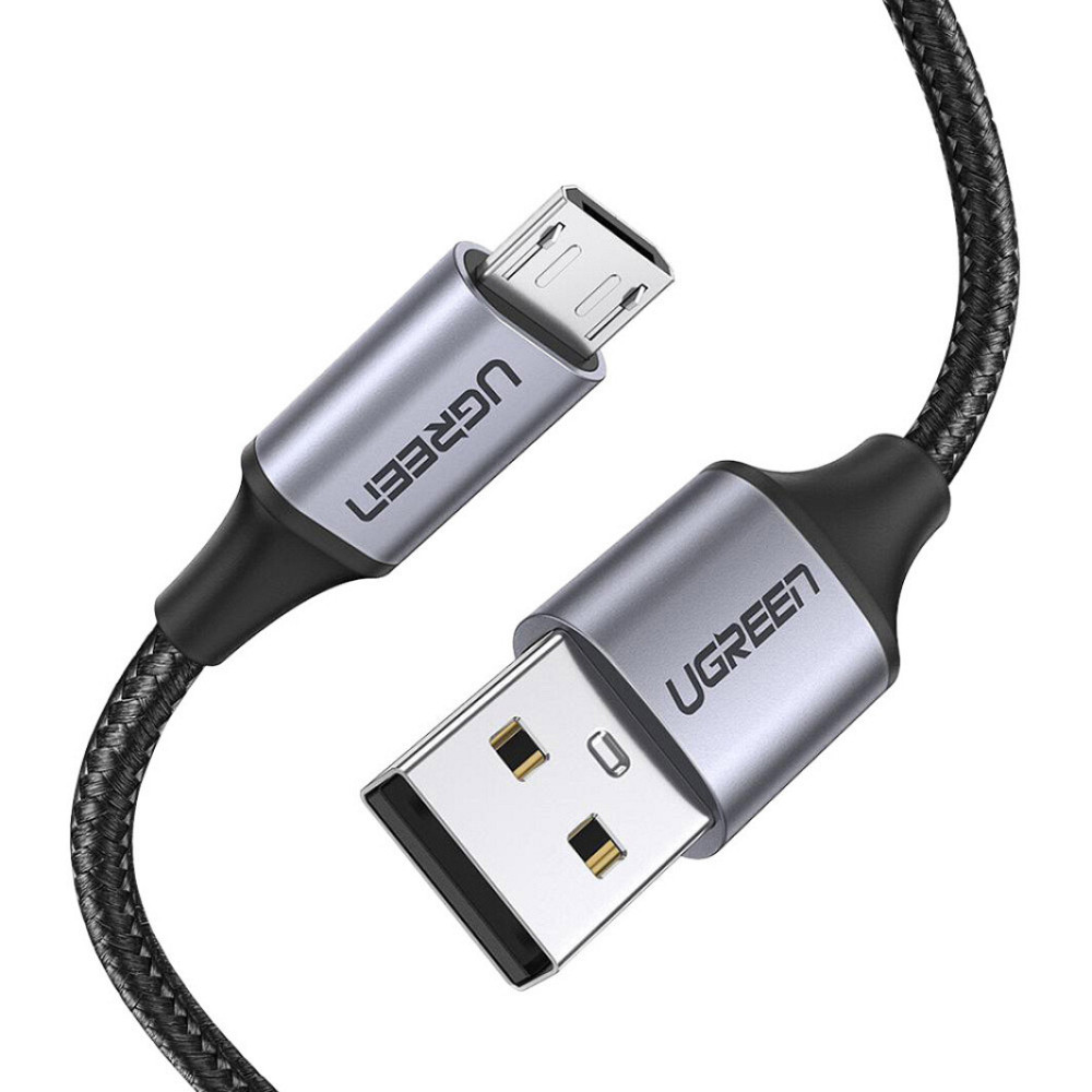 Кабель UGREEN US290 USB 2.0 A to Micro USB Cable Nickel Plating Aluminum Braid 2m (Black) (UGR-60148) Киев - изображение 4