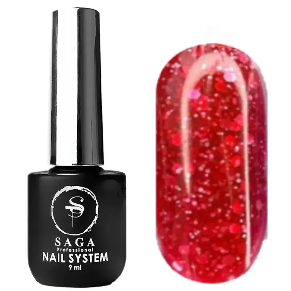 Гель-лак SAGA Marmelade №8 летняя коллекция оттенков мармелада (красный с хлопьями), 9 мл Киев - изображение 1