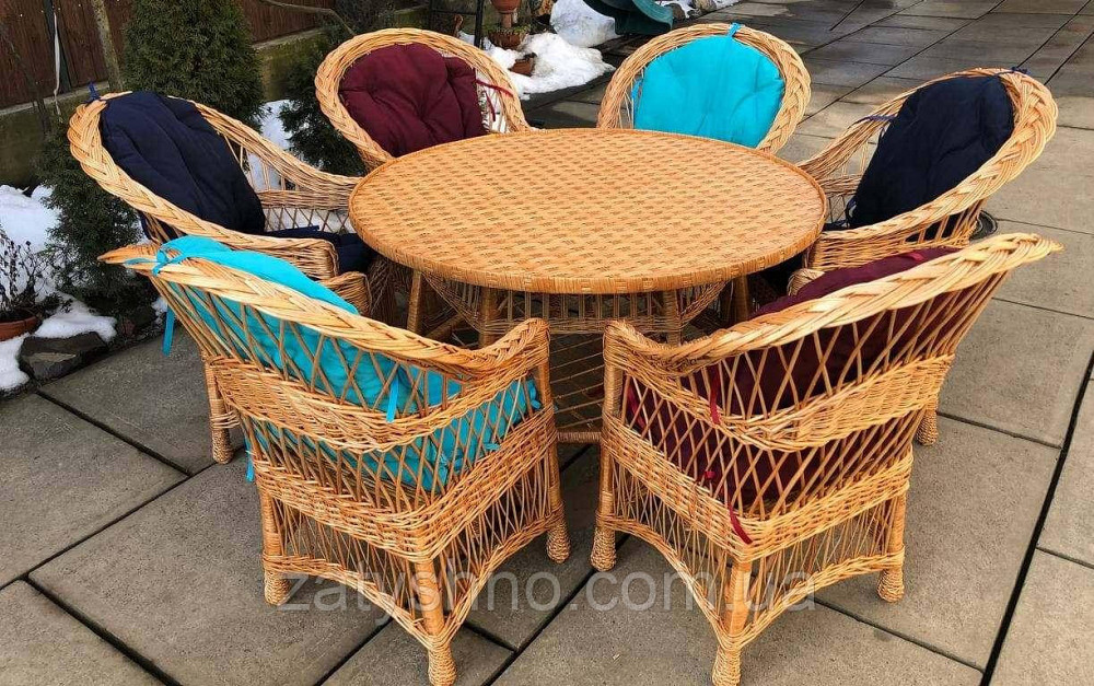 Меблі плетені з великим круглим столом Київ - фото 1