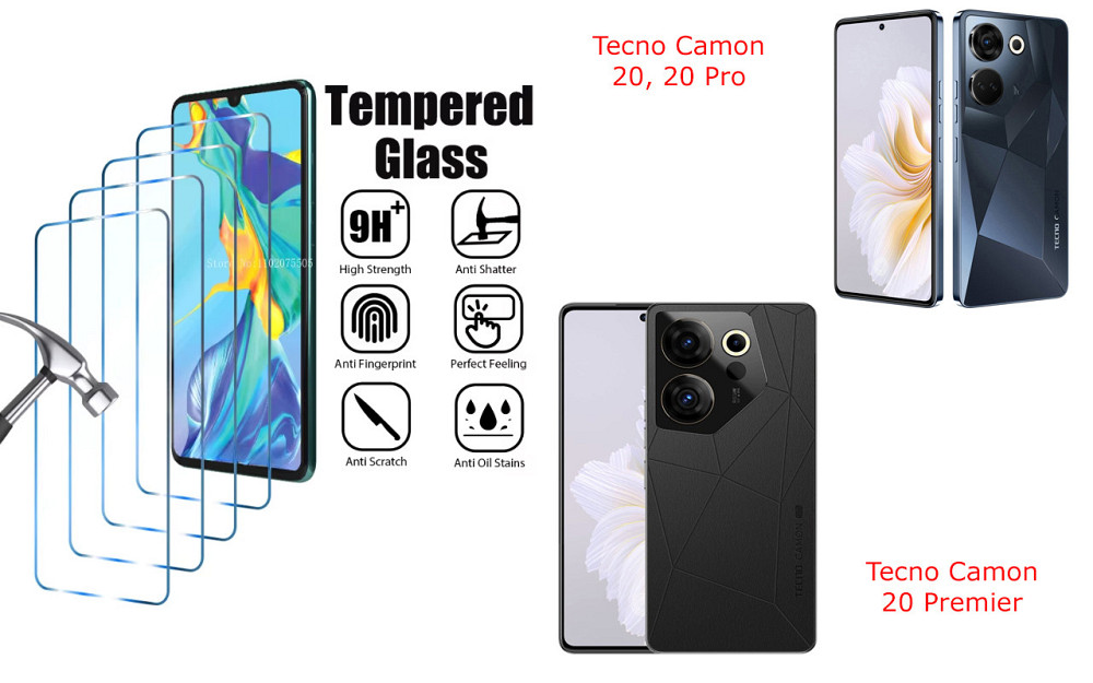 Захисне скло ArmorGlass для Tecno Camon 20, 20 Pro, 20 Premier – стійке до подряпин та ударів Київ - фото 1