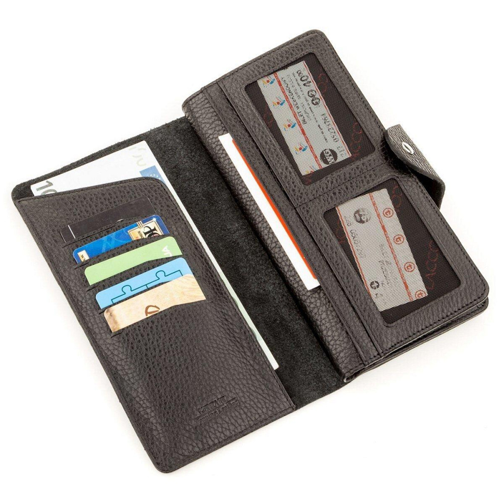 Містке портмоне унісекс з натуральної шкіри Чорний (KARYA) Київ - фото 3