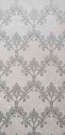 Шпалери метрові вінілові на флізеліні Sintra Classic класика завитки візерунки структурні сріблясті на сірому 540633 Київ