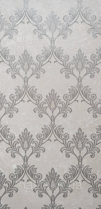 Шпалери метрові вінілові на флізеліні Sintra Classic класика завитки візерунки структурні сріблясті на сірому 540633 Київ - фото 5