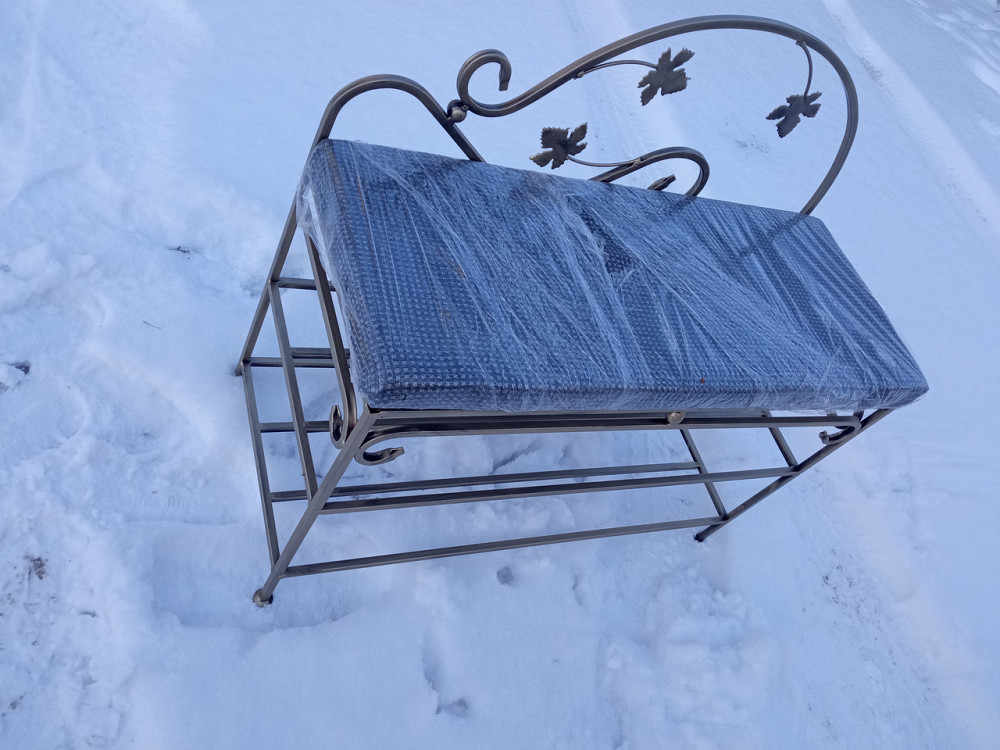 Прихожая банкетка пуфик пуф кованый со спинкой малый M-072 Киев - изображение 9