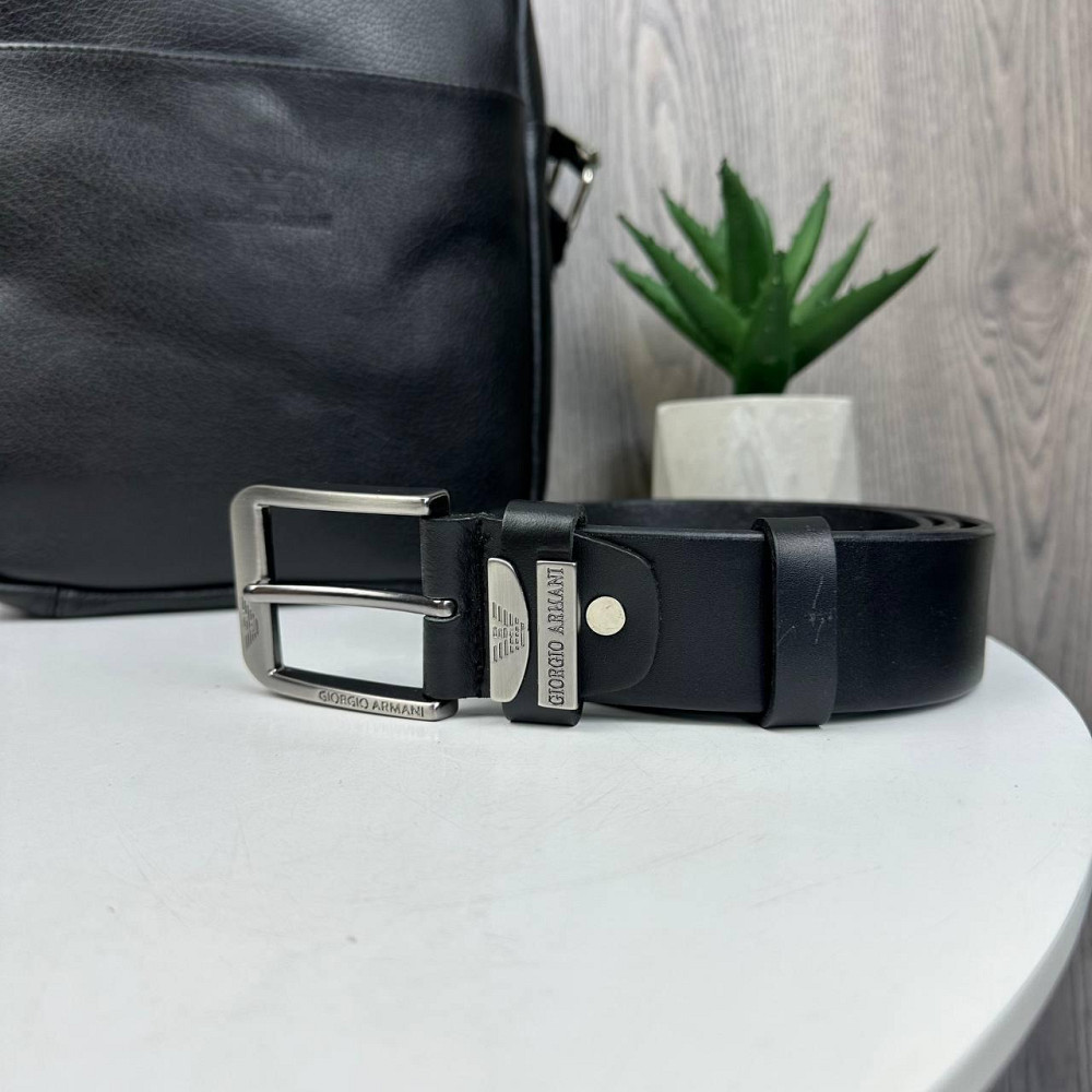 Чоловіча шкіряна сумка планшетка стиль Armani + поясний ремінь, подарунковий комплект ( 13771 ) Харків - фото 3
