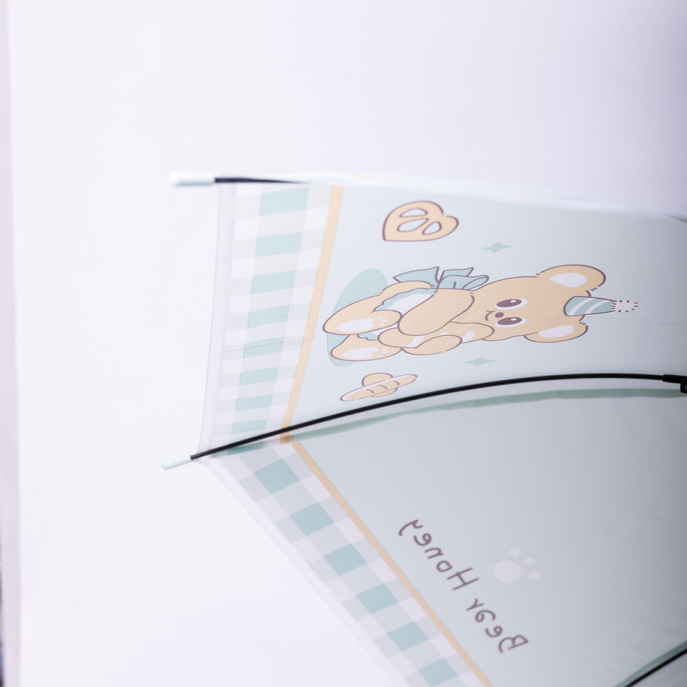 Класична дитяча парасолька-тростина напівавтомат з поліестеру міцна надійна 8 спиць діаметр 94 см М'ятний HP-23-11M Київ - фото 7