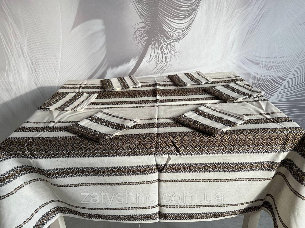 Кофейная   вышитая скатерть с салфетками Киев - изображение 4