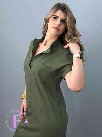 Жіноче лляне плаття літнє "Avrora" оптом | Батал 54-56, Хакі Київ